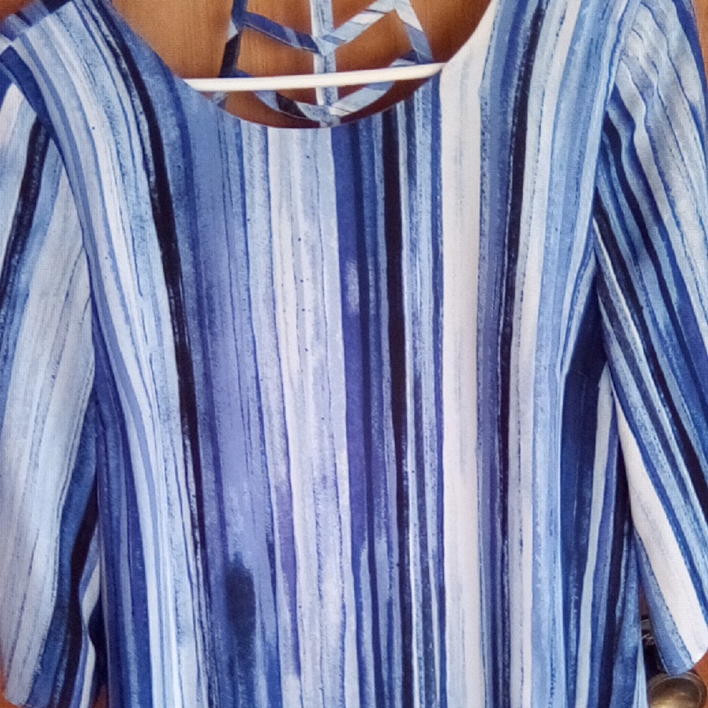 Apt. 9 Striped Blue and White Midi Dress